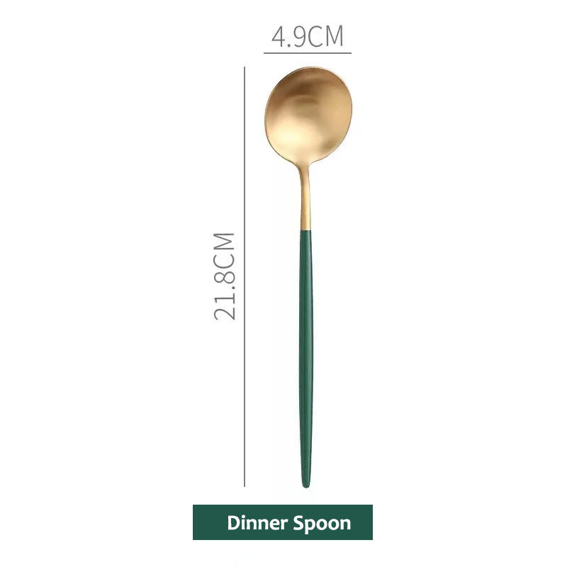 Royal Green 304 Table Spoon Set Stainless Steel Steak Cutlery Gold Luxury Cutlery Flatware Set