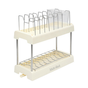 Double-deck Dish Drying Rack Multi Functional Stainless Steel And Plastic Bowl Dish Rack Kitchen Utensil