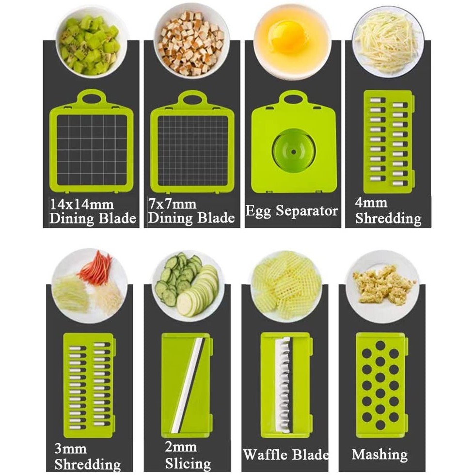 Multi-functional Vegetable Chopper Cutter 12 in 1 Handheld Cutter Dicer Egg Slicer with Container