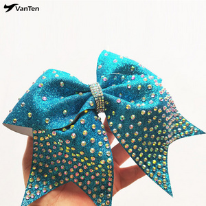 Girls Boutique Cheerleading Hair Bow Women Lady Sequined Hair cheerleading accessories Ribbon Cheer Bow