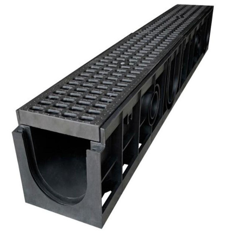 polymer Drain with grill grating Trench HDPE Linear Systems Plastic-U Gutters System Roof Plastic Drainage Channel