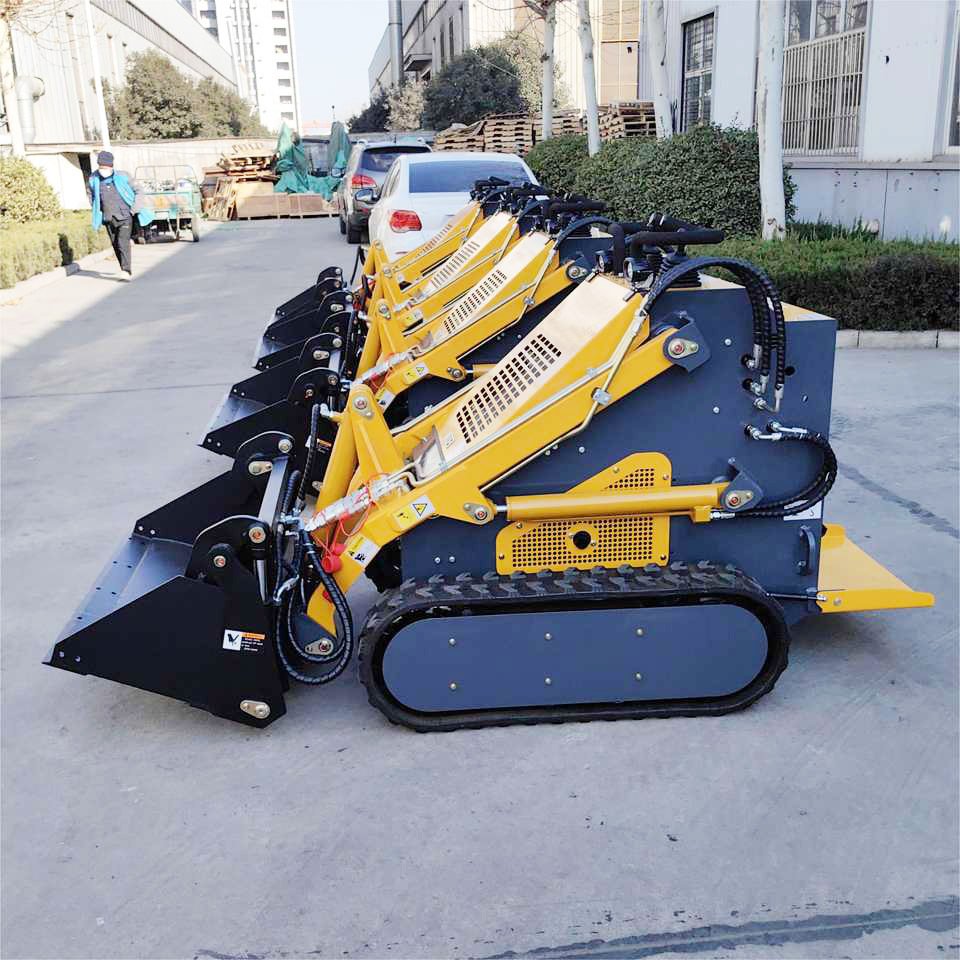 EPA engine Mini skid steer with Rubber tracked crawler Trencher Pallet Fork