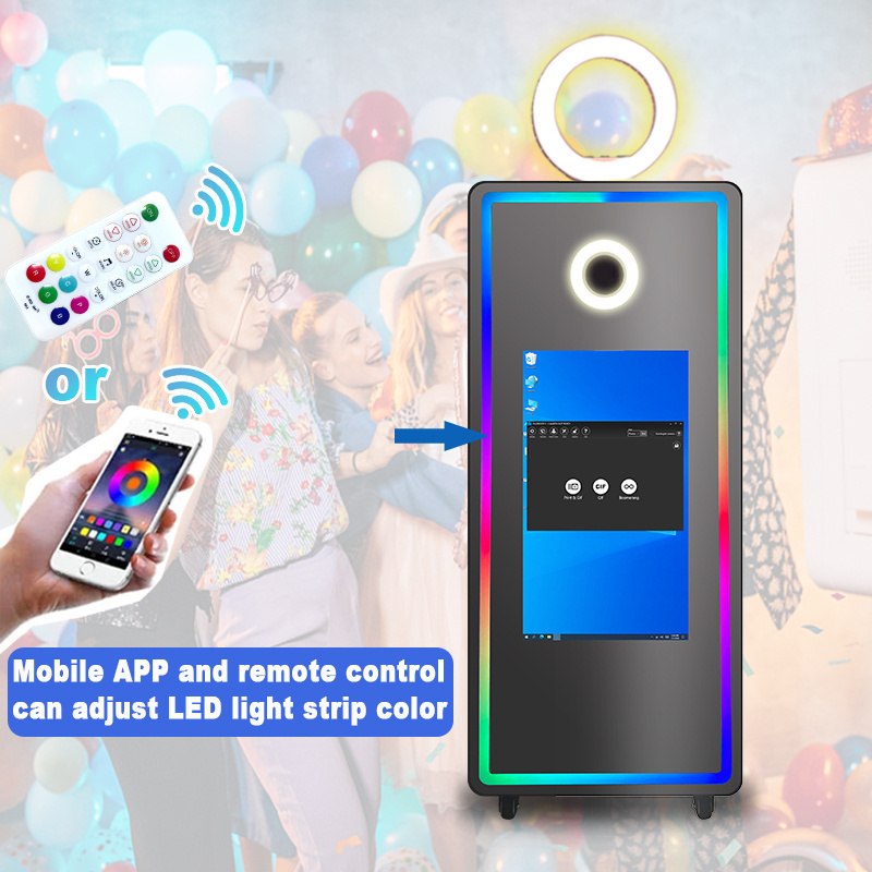 2024 Newest Mirror Photo Booth Selfie Led Frame Portable Touch Screen Magic Mirror PhotoBooth Machine With Camera And Printer