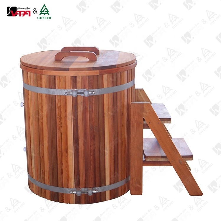 Vapasauna direct Manufacturer red cedar cold bathtub with wooden cover