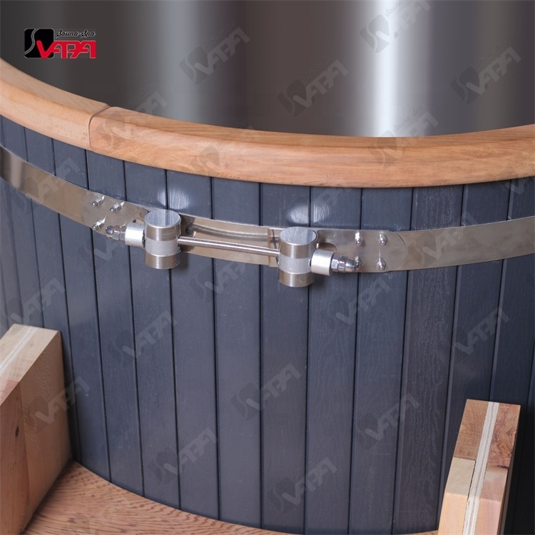 Vapasauna Manufacturer Single Cold Tub with 304# Stainless Steel Liner and PVC Wood Plastic hidden cam massage sauna room