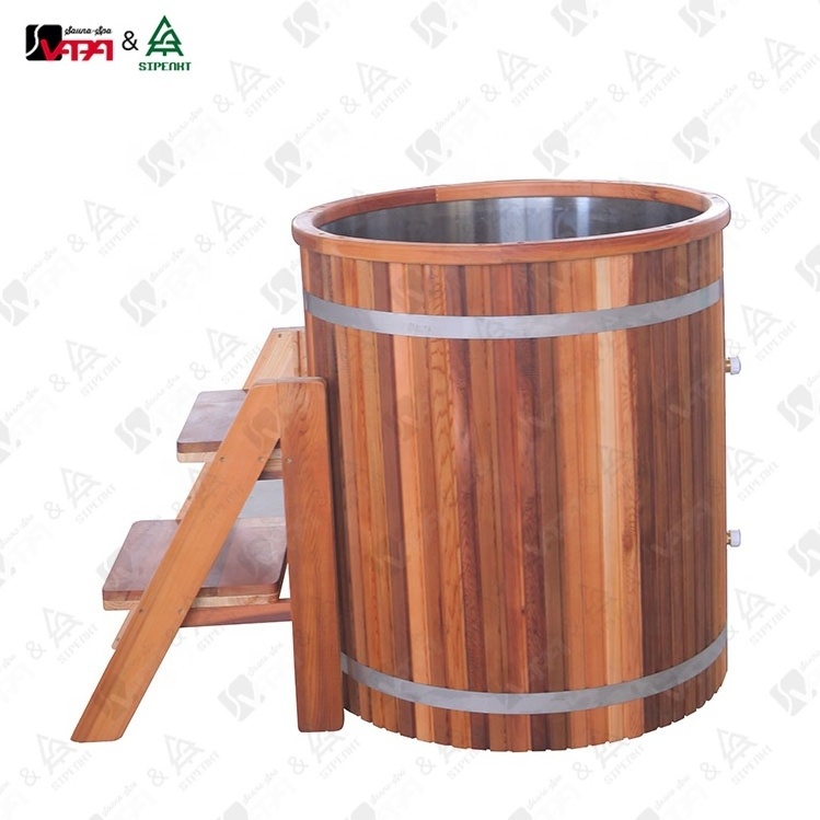 Vapasauna direct Manufacturer red cedar cold bathtub with wooden cover