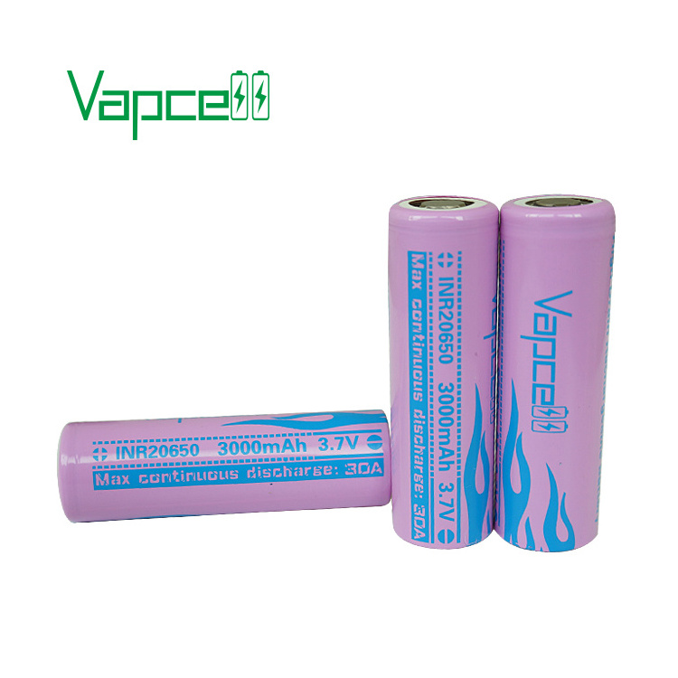 Good quality Vapcell INR20650 3000mah  rechargeable li ion battery 20650 30a pink 20650 3.7volt HG6 for Flashlight