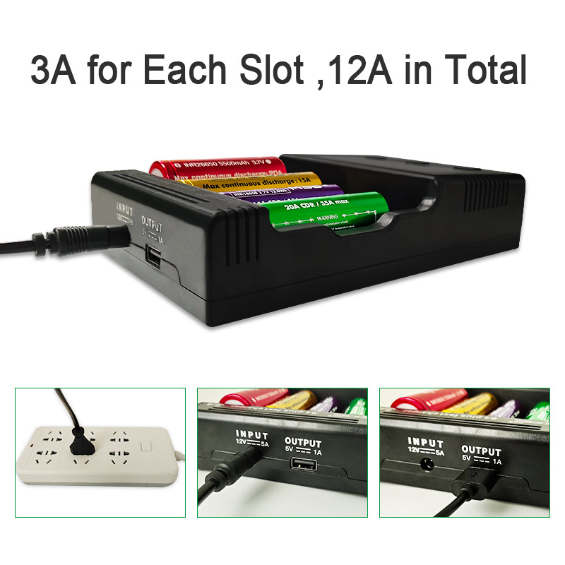 Powerful  vapcell S4 plus fast Charger Fast Smart Battery Charger 3A/slot 12A in total with storage car battery