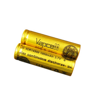 vapcell 3.7V li-ion rechargeable 14500 battery high capacity for battery bulk 14500 cells 1000mah 3A