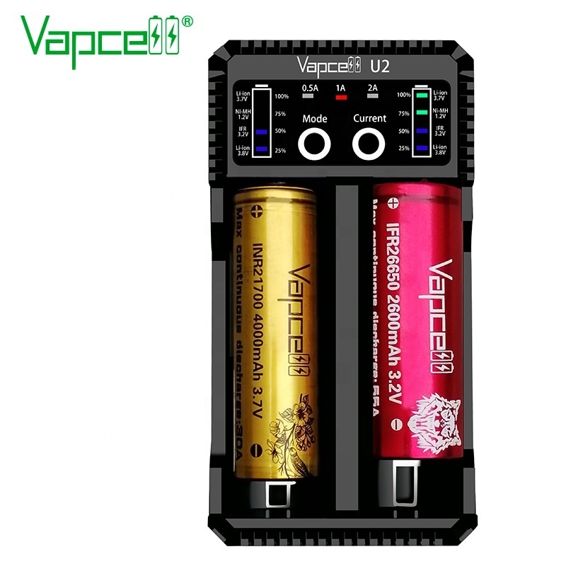 High quality Vapcell Q2 Smart Charger 2 slots 3.7V input 5v 2a USB Charger for lithium ion batteries