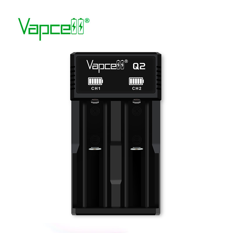 High quality Vapcell Q2 Smart Charger 2 slots 3.7V input 5v 2a USB Charger for lithium ion batteries