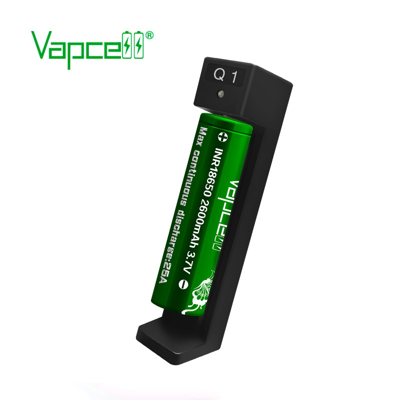 New Vapcell Q1 0.6A 1 slot single and simple Charger USB cable user manual li lon rechargeable battery charger