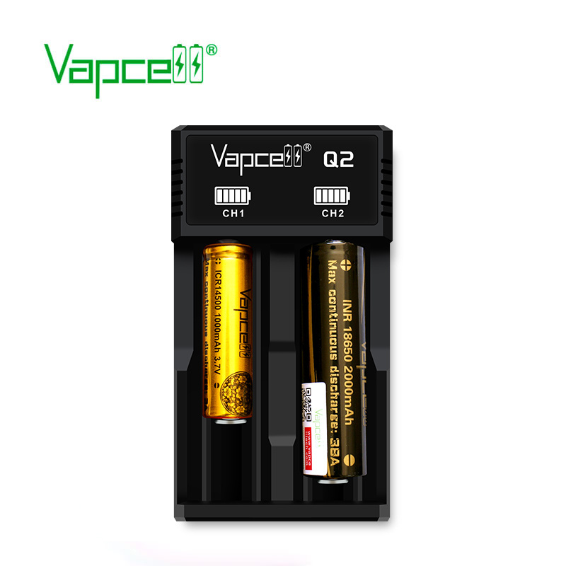 Vapcell Q2 18650 Charger 1A 2 Slots 3.7V input 5v 2a USB Charger Flashlights Li-ion Rechargeable Battery charger