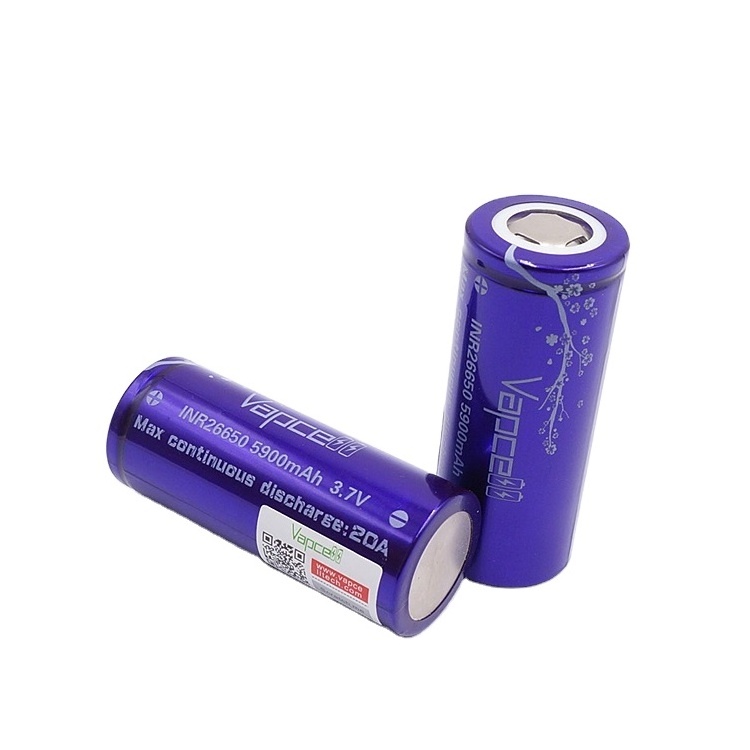 Large Capacity Vapcell INR26650 5900mah 20A Lithium ion Battery 3.7V 26650 Powerful Rechargeable Li-ion Batteries for Flashlight