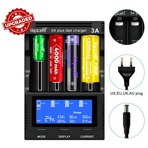 Powerful  vapcell S4 plus fast Charger Fast Smart Battery Charger 3A/slot 12A in total with storage car battery