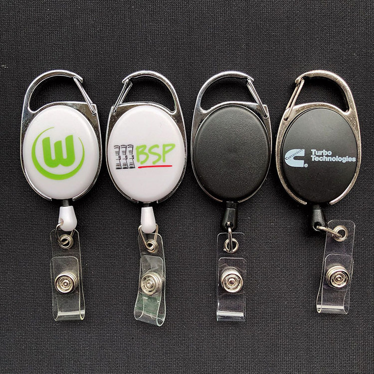 Durable Metal Retractable Key Chain Custom Logo Badge Reel with ID Card Holder Badge Reel