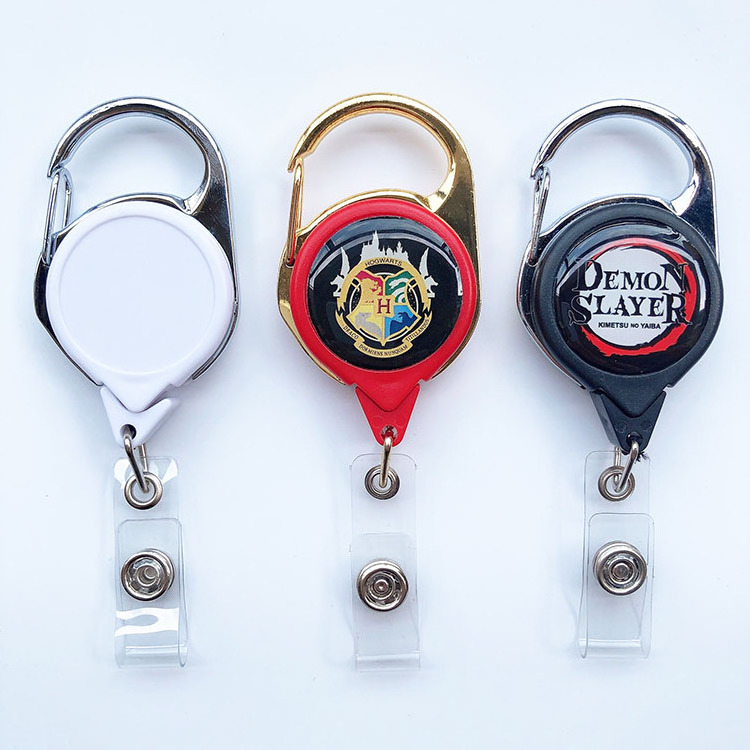 Durable Metal Retractable Key Chain Custom Logo Badge Reel with ID Card Holder Badge Reel