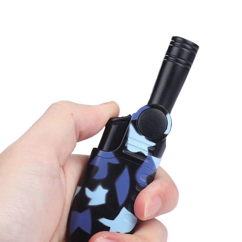 Multi Angle Creative Outdoor Mini Portable Spray Gun Igniter Inflatable Blue Flame Direct Impact Windproof Torch Lighter