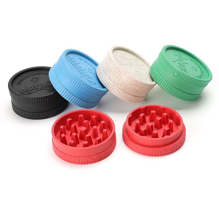 Wholesale Hot Selling Plant Fiber Custom Logo 7 Colors Pink Biodegradable Plastic Herb Grinder Smoking Accessory