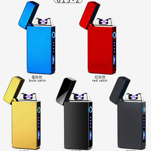 High Quality Windproof Cigarette Double Arc Lighter Custom Logo Rechargeable Electric USB Metal Lighter