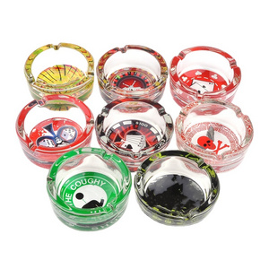 Hot Selling Wholesale Customizable Luminous Pattern Logo Round Glass Ashtray Portable Small Ashtray