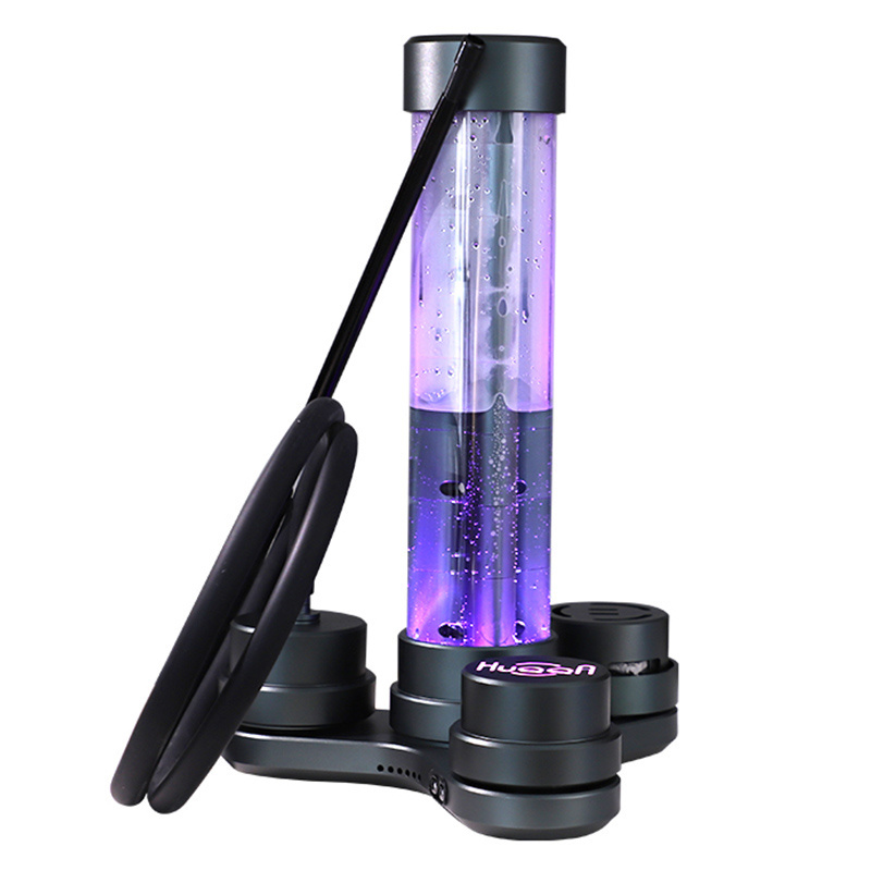 2024 New Luxury Hookah with LED Light Three Smoke Nozzle on Bottom Aluminum Shisha