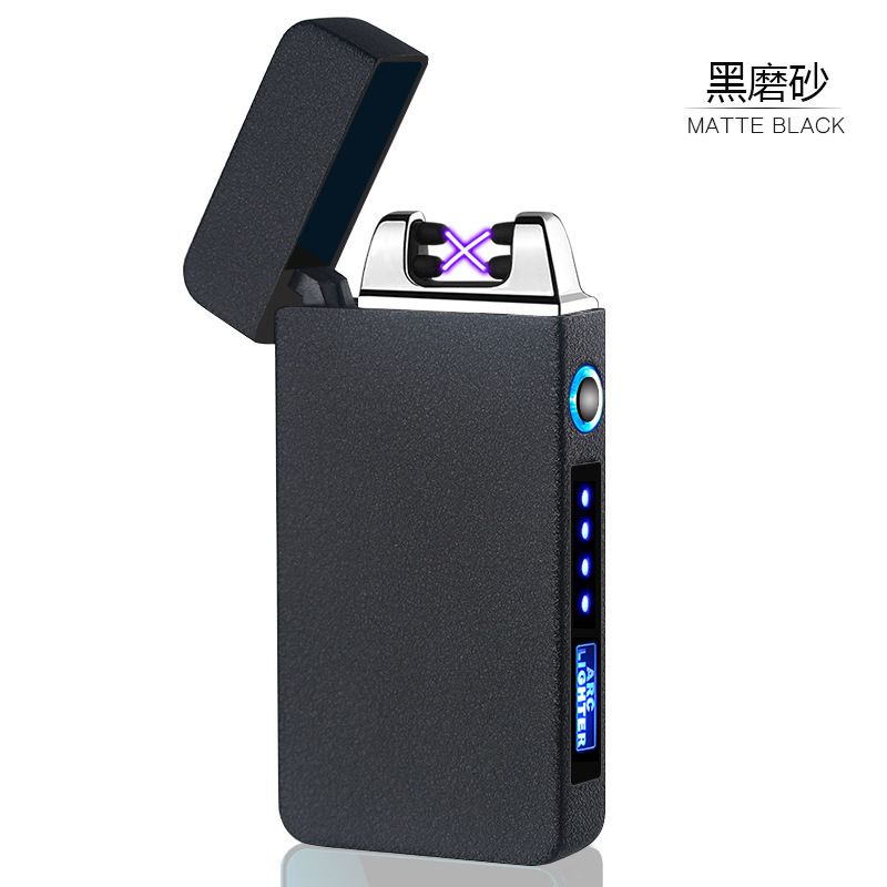 High Quality Windproof Cigarette Double Arc Lighter Custom Logo Rechargeable Electric USB Metal Lighter