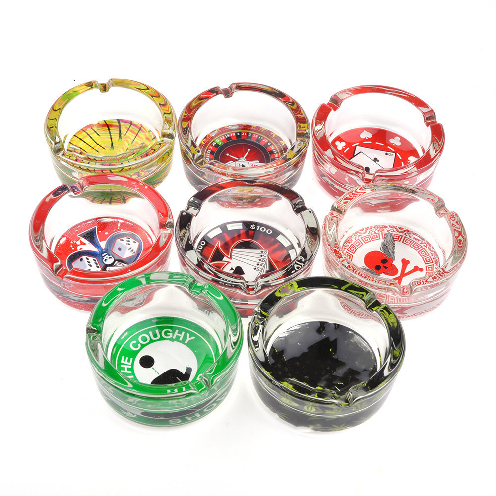 VAPRUZ Hot Selling Wholesale Smokeless Pocket Luxury Custom Logo Print Round Glass ashtray Portable cigar ash tray