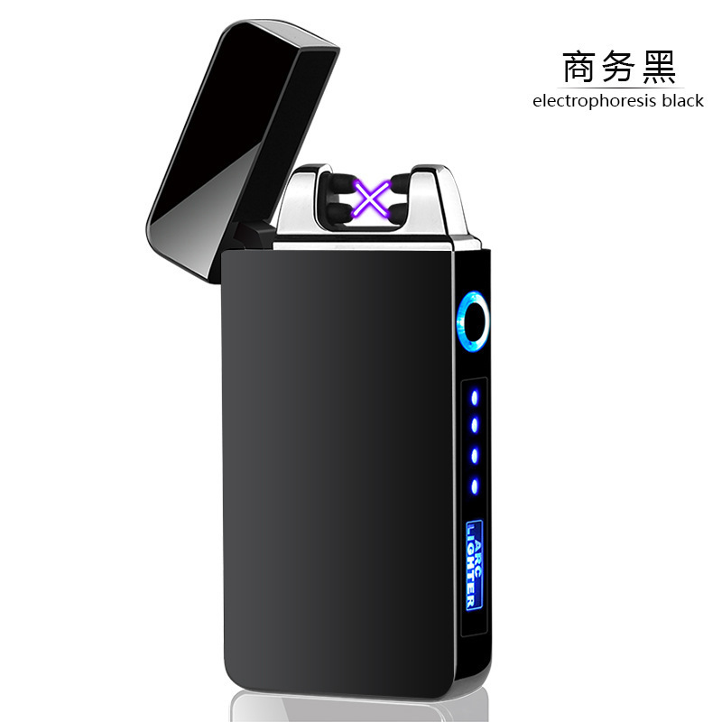 High Quality Windproof Cigarette Double Arc Lighter Custom Logo Rechargeable Electric USB Metal Lighter