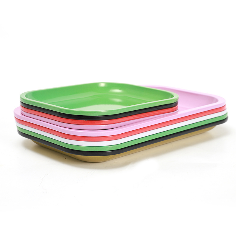 wholesale high quality small size 18*14cm tinplate tray serving tray custom logo smoke rolling tray