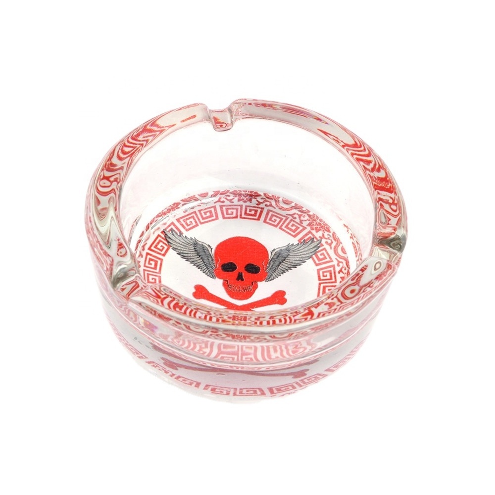 VAPRUZ Hot Selling Wholesale Smokeless Pocket Luxury Custom Logo Print Round Glass ashtray Portable cigar ash tray