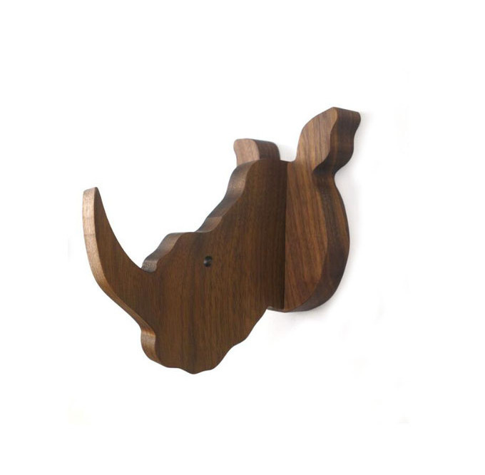 wooden Safari Giraffe wall hook in walnut wooden giraffe wall hanger for coats, hats, & backpacks