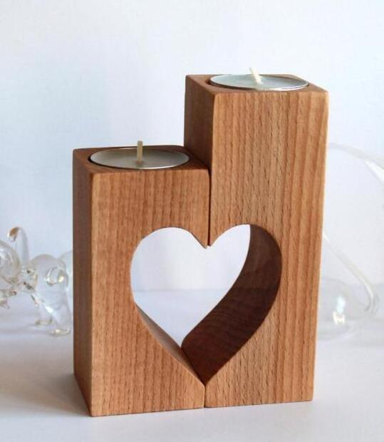 Wedding Heart Shabby Chic Wooden Candle holder Rustic heart shape wooden candle stand