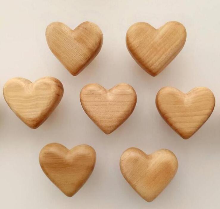 Wooden Heart Shape Drawer Knobs for Dresser, Wood  heart Dresser Knobs Nursery Knobs kids drawer pulls