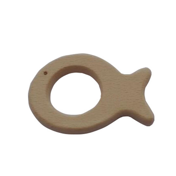 Beech wood fish baby teether ring fish wood napkin ring Nature unfinished fish wood grasping sensory infant toys