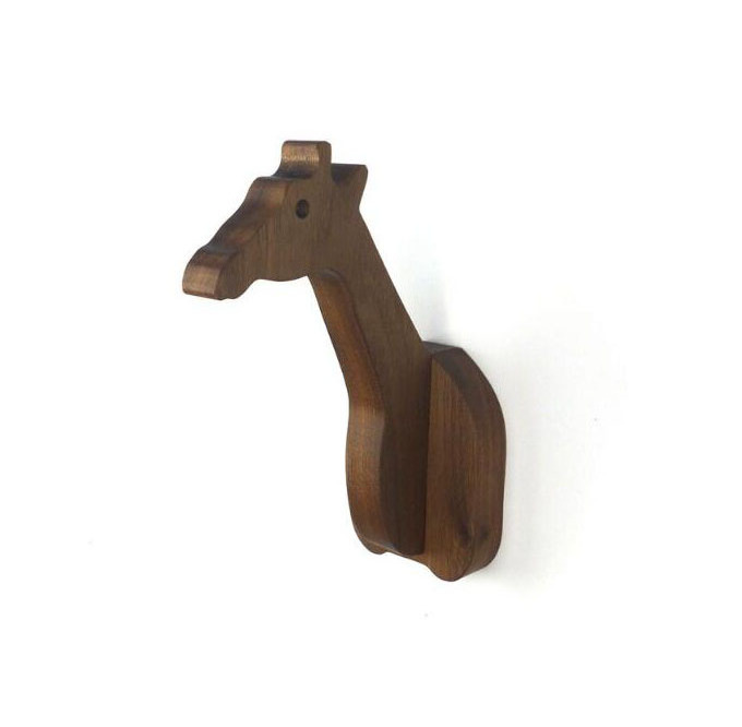 Walnut Wooden Elephant wall hook  playful wooden hanger for coats, bags, backpacks  kids room organization storage