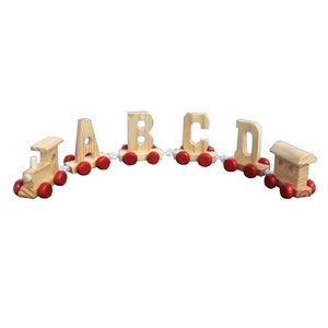 Wooden personalized natural name letter train alphabet name letter toy train for kids birthday christening newborn baby  gift