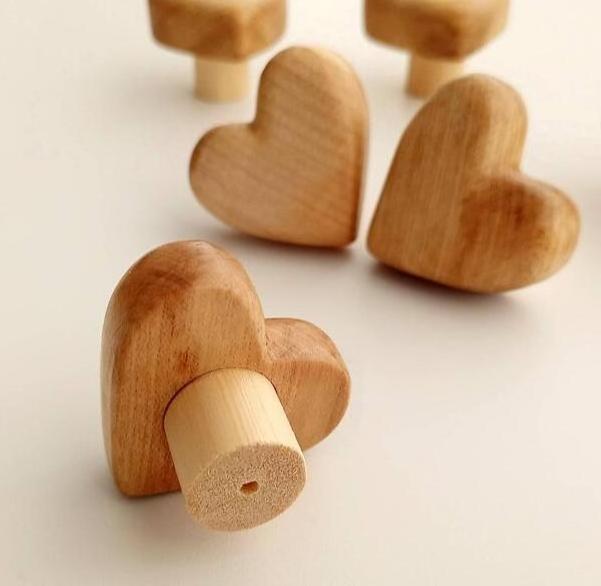 Wooden Heart Shape Drawer Knobs for Dresser, Wood  heart Dresser Knobs Nursery Knobs kids drawer pulls