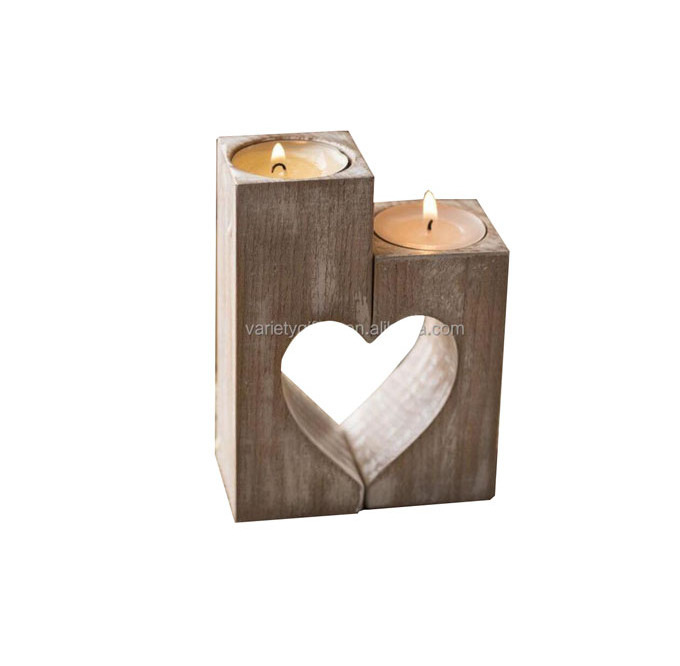 Wedding Heart Shabby Chic Wooden Candle holder Rustic heart shape wooden candle stand