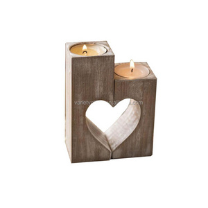 Wedding Heart Shabby Chic Wooden Candle holder Rustic heart shape wooden candle stand