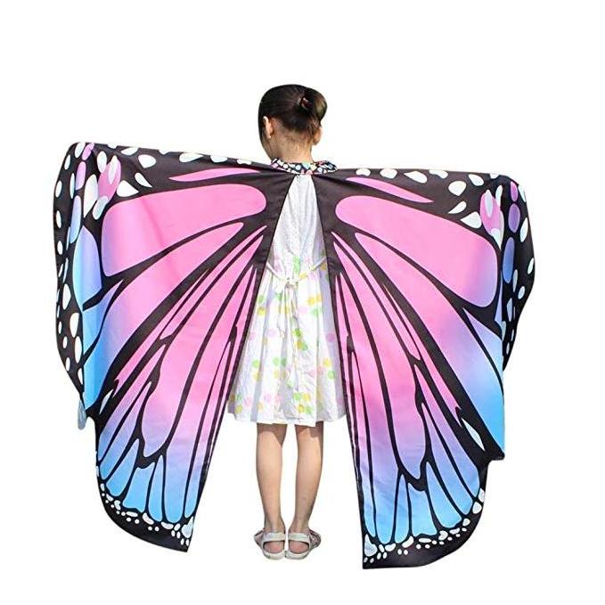 Princess Cute Butterfly Wings Shawl Cape Stole Kids DIY Cosplay Costume