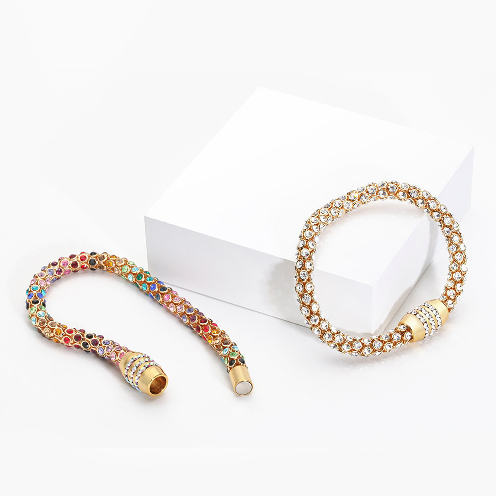 Colorful Crystal Mesh Chain Bracelet Female copper/brass Gold Color Bracelets For Women Fashion Jewelry