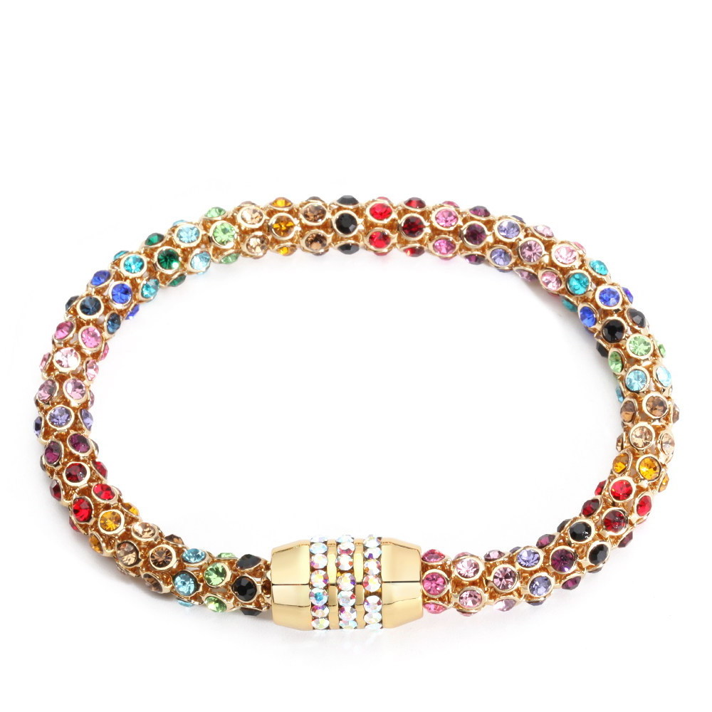 Colorful Crystal Mesh Chain Bracelet Female copper/brass Gold Color Bracelets For Women Fashion Jewelry