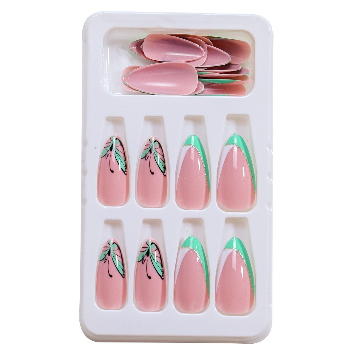 Customize 24PCS Wholesale Nails Medium Length Colorful Press on Nails Almond Acrylic Full Cover New Nails for Women and Girls