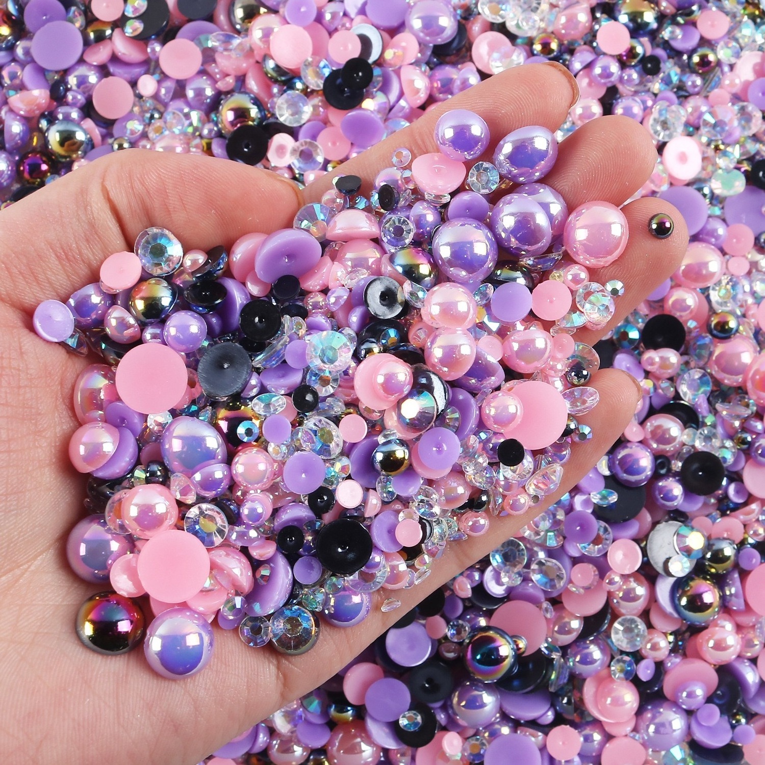 Mix Resin Rhinestone Pearls for Clothing Decorations Glitter Nail Glue on Flatback Crystal Pearls DIY Decor Accessories 30g/bag