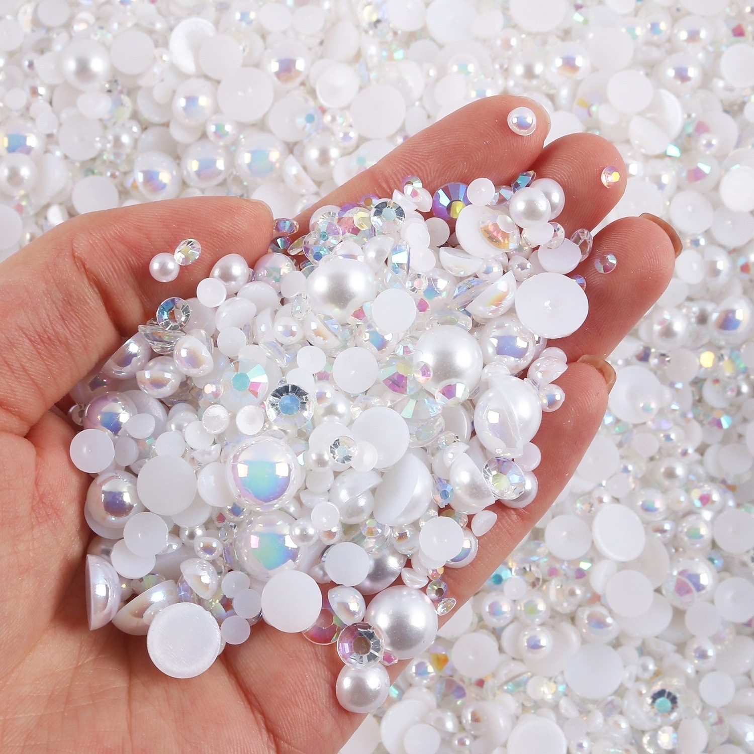 Mix Resin Rhinestone Pearls for Clothing Decorations Glitter Nail Glue on Flatback Crystal Pearls DIY Decor Accessories 30g/bag