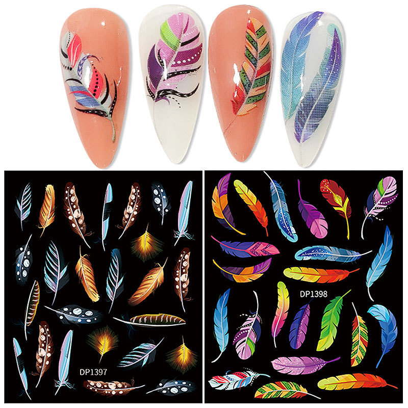 Marble Blooming 3D Foil Nail Stickers Gold Bronzing Leaf Flower For Nail Art Design Spring Decals Manicure Decoration