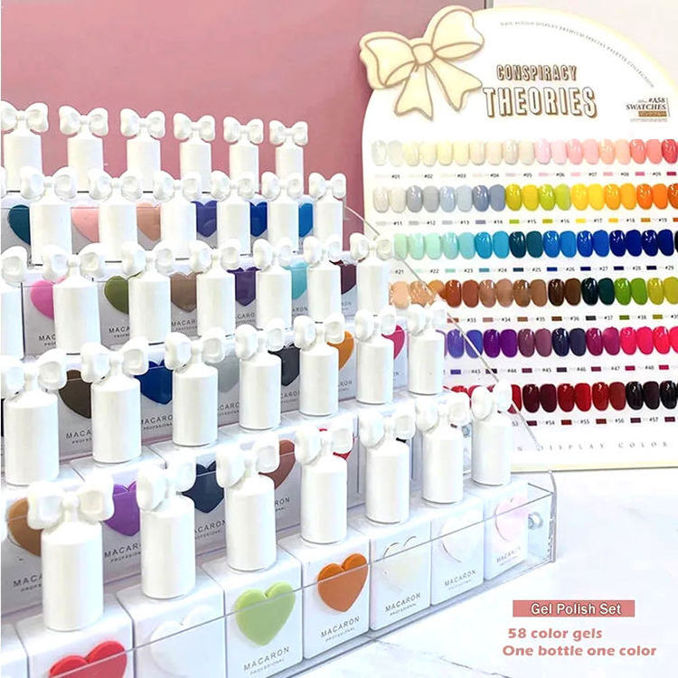 60 Colors Macaron Hot Wholesale Sale Professional Custom Logo Private Label Nail Polish Set Uv Gel Polish With Display