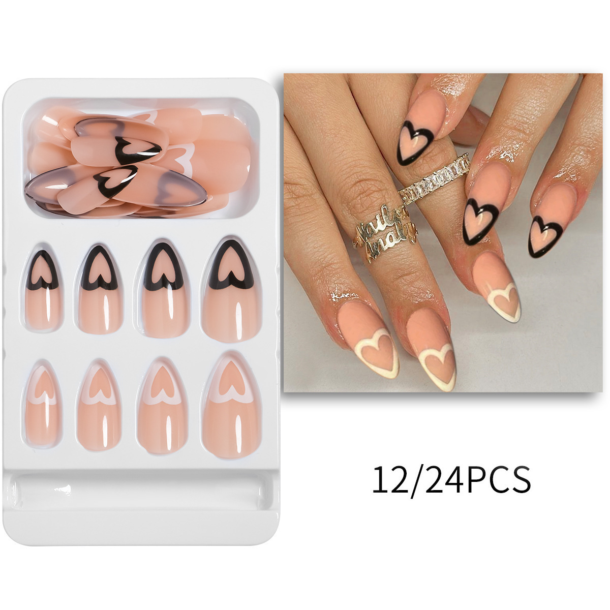 Customize 24PCS Wholesale Nails Medium Length Colorful Press on Nails Almond Acrylic Full Cover New Nails for Women and Girls