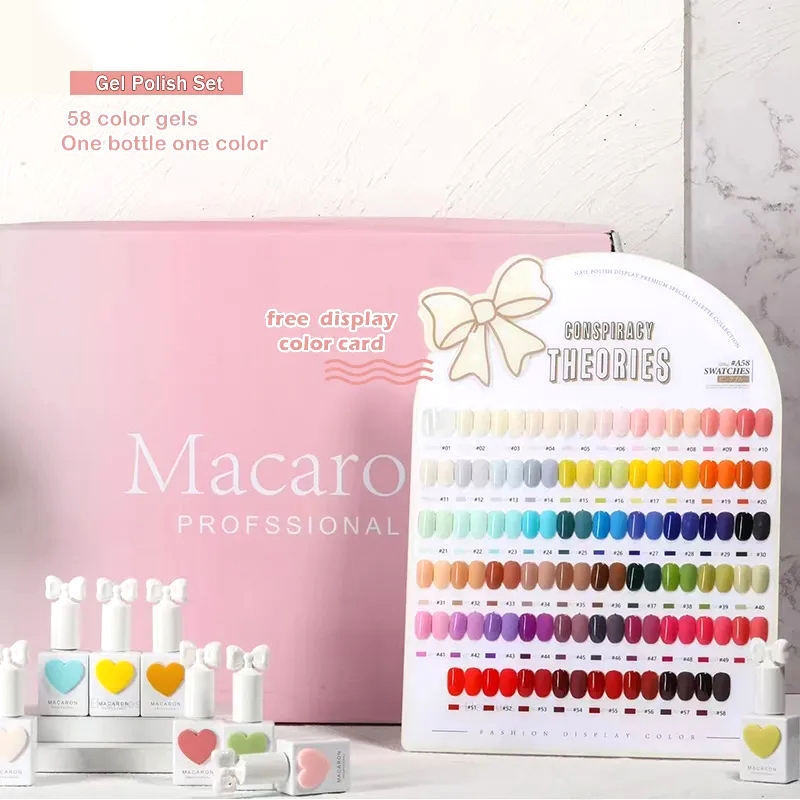 60 Colors Macaron Hot Wholesale Sale Professional Custom Logo Private Label Nail Polish Set Uv Gel Polish With Display